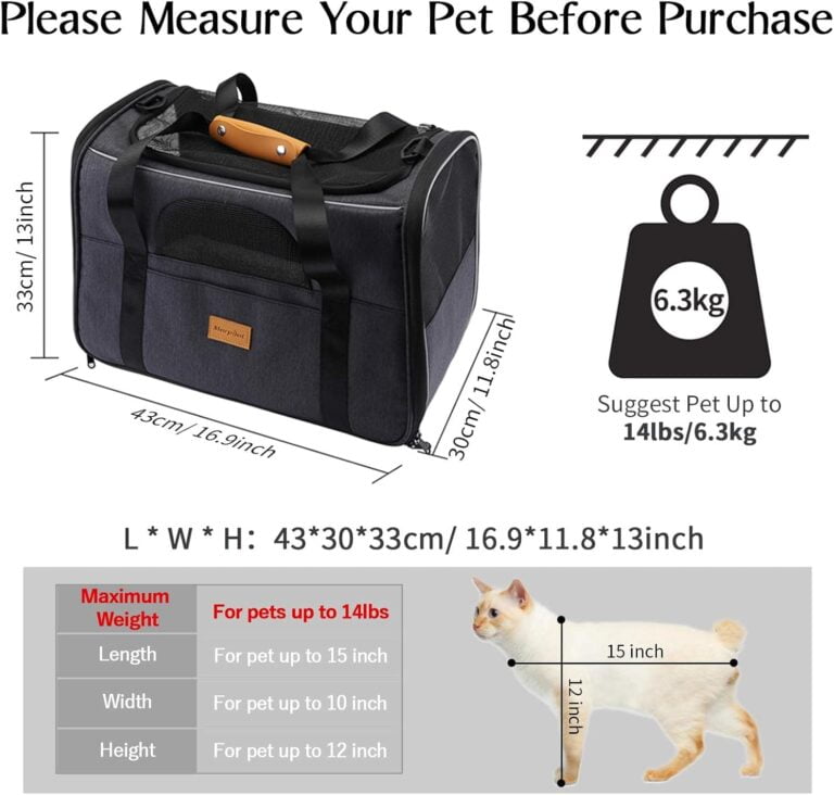 morpilot Transportín Perro Transportín Gato, Bolsa Transporte Transpirable para Mascota, Bolsa Perro Transporte con Correa de Hombro Ajustable y con Cojín Extraíble + Tazón (16.9 * 11.8 * 13 Inch)
