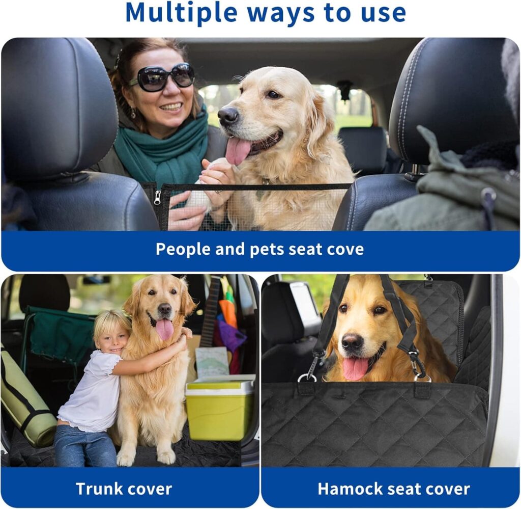 4 en 1 Funda Coche Perros Asiento Trasero, Cubre Asientos con Ventana Protector Lateral, Impermeable Antideslizante, SUV, Camiones (137 x 147 cm)