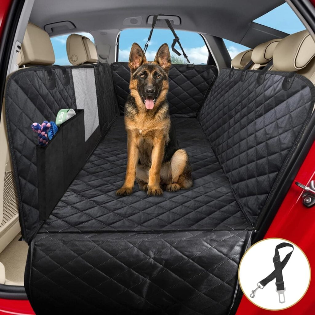 4 en 1 Funda Coche Perros Asiento Trasero, Cubre Asientos con Ventana Protector Lateral, Impermeable Antideslizante, SUV, Camiones (137 x 147 cm)