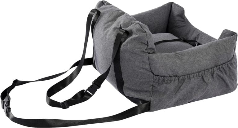 PETEPELA Asiento de coche para perros con cinturón de seguridad estable, suave para perros, resistente al agua, antideslizante, para perros pequeños y medianos, color gris