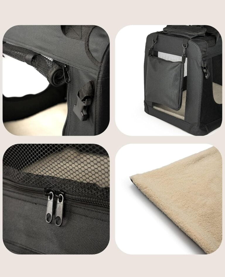 lionto Transportín para Perros Bolsa transportín para Perros Transportín Plegable Autobox Bolsa para Animales pequeños, (S) 50x34x36 cm Negro