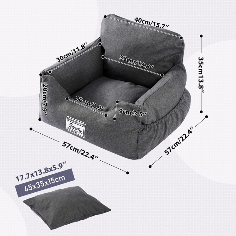 PETEPELA Asiento de coche para perros con cinturón de seguridad estable, suave para perros, resistente al agua, antideslizante, para perros pequeños y medianos, color gris