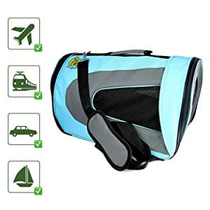 PET MAGASIN Transportadora para Mascotas Flexible, aceptada por aerolíneas, a Prueba de Agua y Plegable, para gatos, Perros pequeños y Cachorros, para Aviones y Autos (46 x 29 x 25,4 cm)