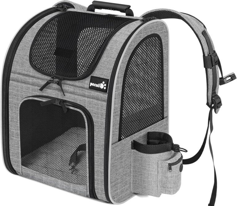 Pecute Transportin Mochila para Mascotas con Ventana de Malla, Bolsa portátil y Plegable para Gatos, Bolsa Transpirable y Ligera para Perros, Tela Oxford Impermeable con Gran Espacio Antideslizante