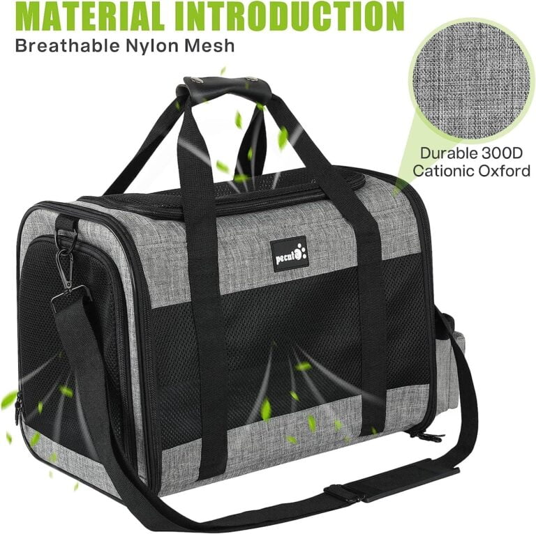 Pecute Bolso Transportín Gatos y Perros Carga Máxima 6 kg,Transporte Transpirable para Mascotas, Portador de Viaje con Correa de Hombro Ajustable, Transporte de Gato con Colchón Suave