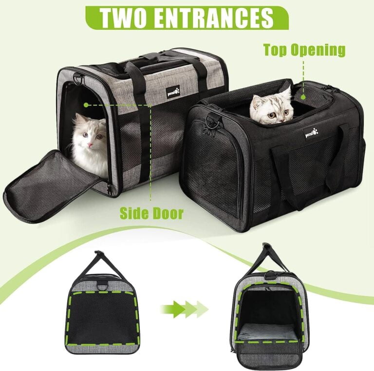 Pecute Bolso Transportín Gatos y Perros Carga Máxima 6 kg,Transporte Transpirable para Mascotas, Portador de Viaje con Correa de Hombro Ajustable, Transporte de Gato con Colchón Suave