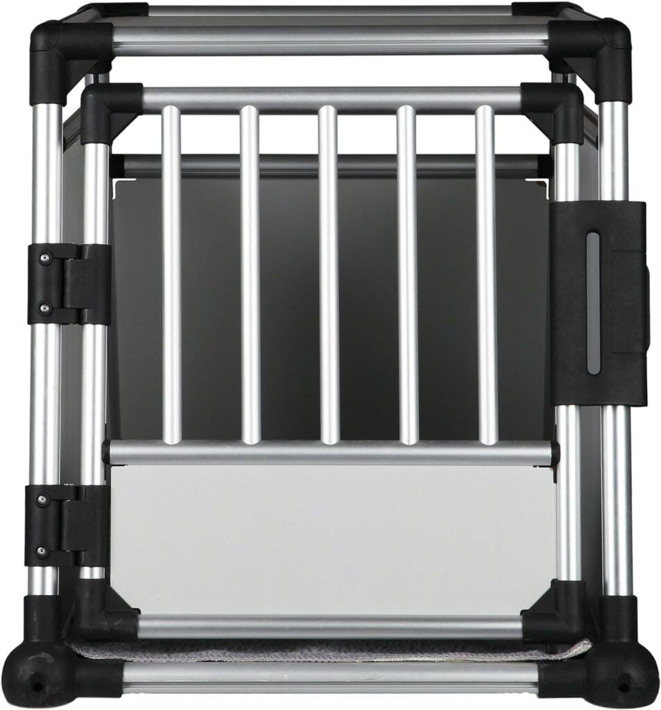 Trixie 39342 Caja de transporte, aluminio, M — L: 63 × 65 × 90 cm, plateado/gris claro