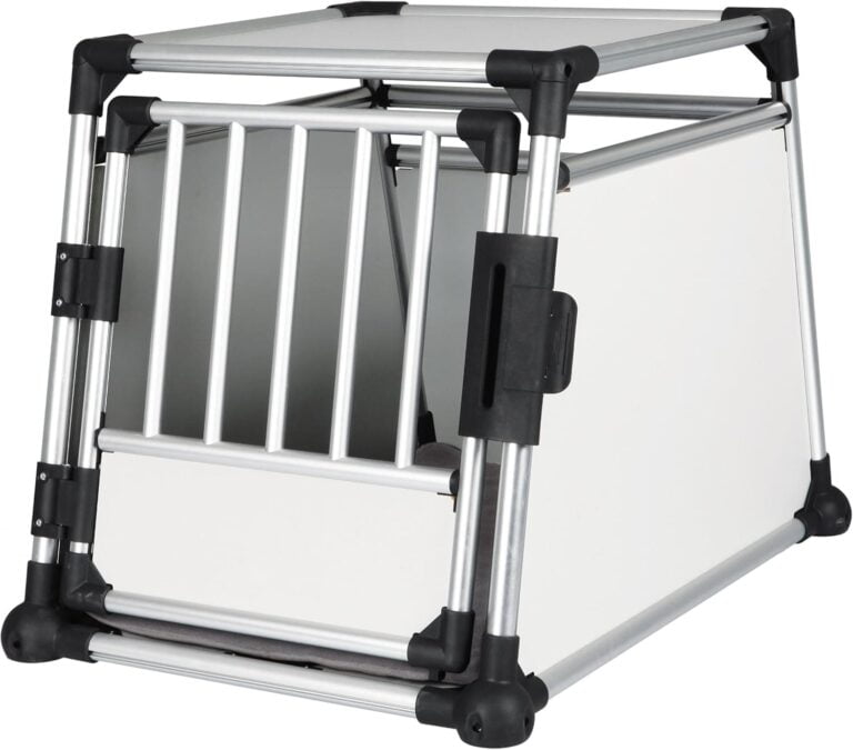 Trixie 39342 Caja de transporte, aluminio, M — L: 63 × 65 × 90 cm, plateado/gris claro