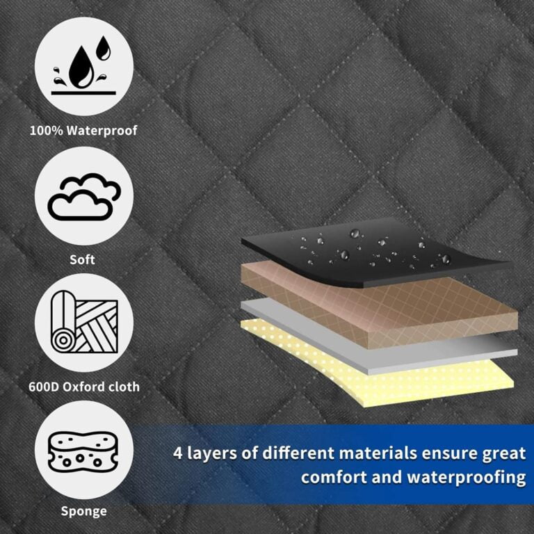 4 en 1 Funda Coche Perros Asiento Trasero, Cubre Asientos con Ventana Protector Lateral, Impermeable Antideslizante, SUV, Camiones (137 x 147 cm)