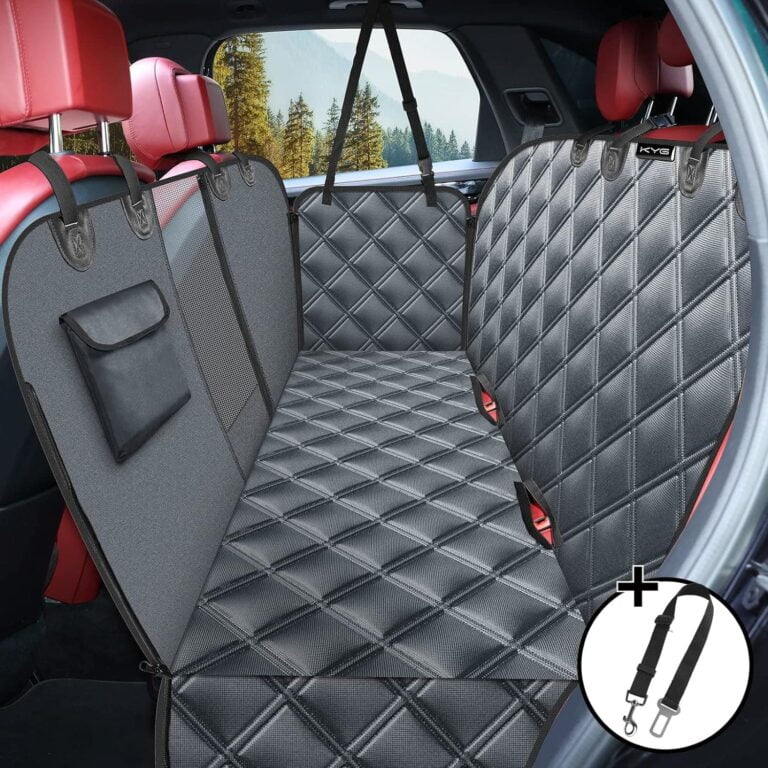 KYG Funda Perros Coche Cubierta de Asiento para Mascota Impermeable y Resistente Protector Coche con Ventana de Malla Visible y Cremallera Protector Completo Asiento Trasero y Puertas