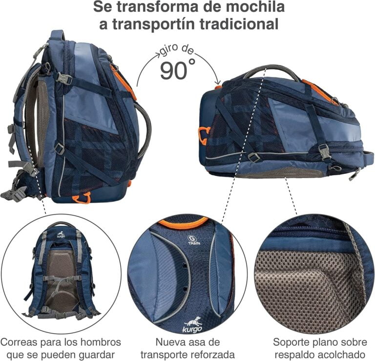 Kurgo G-Train, Mochila para Perros Pequeños y Gatos, Transportín, Base Impermeable, Viajes y Excursiones, Azul Marino