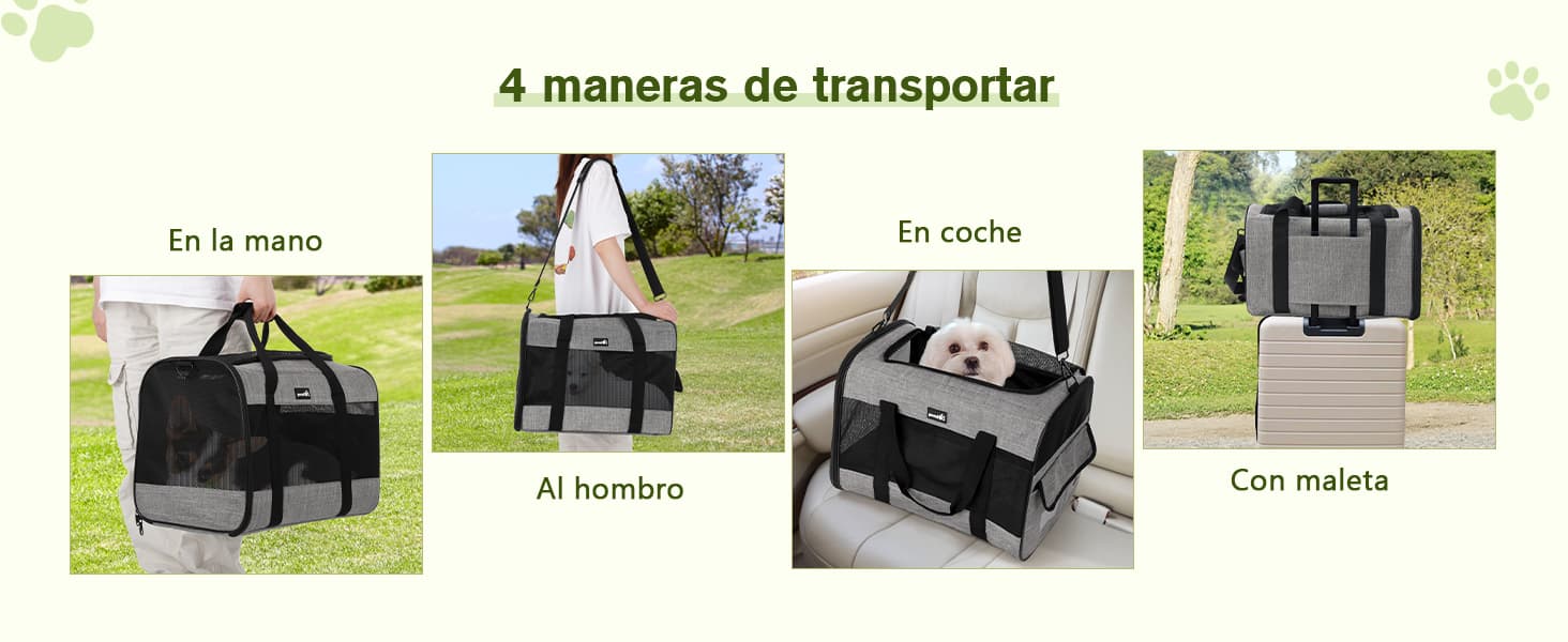 Pecute Bolso Transportín Gatos y Perros Carga Máxima 6 kg,Transporte Transpirable para Mascotas, Portador de Viaje con Correa de Hombro Ajustable, Transporte de Gato con Colchón Suave