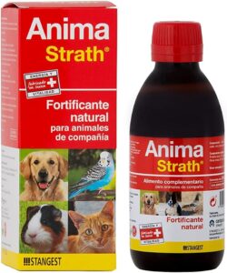 STANGEST Anima-Strath Suplemento Nutricional para Animales de compañía, Fortificante Natural con Levadura de Cerveza, Malta, Miel y Zumo de Naranja, Apoya Sistema Inmune 250 ml Blanco