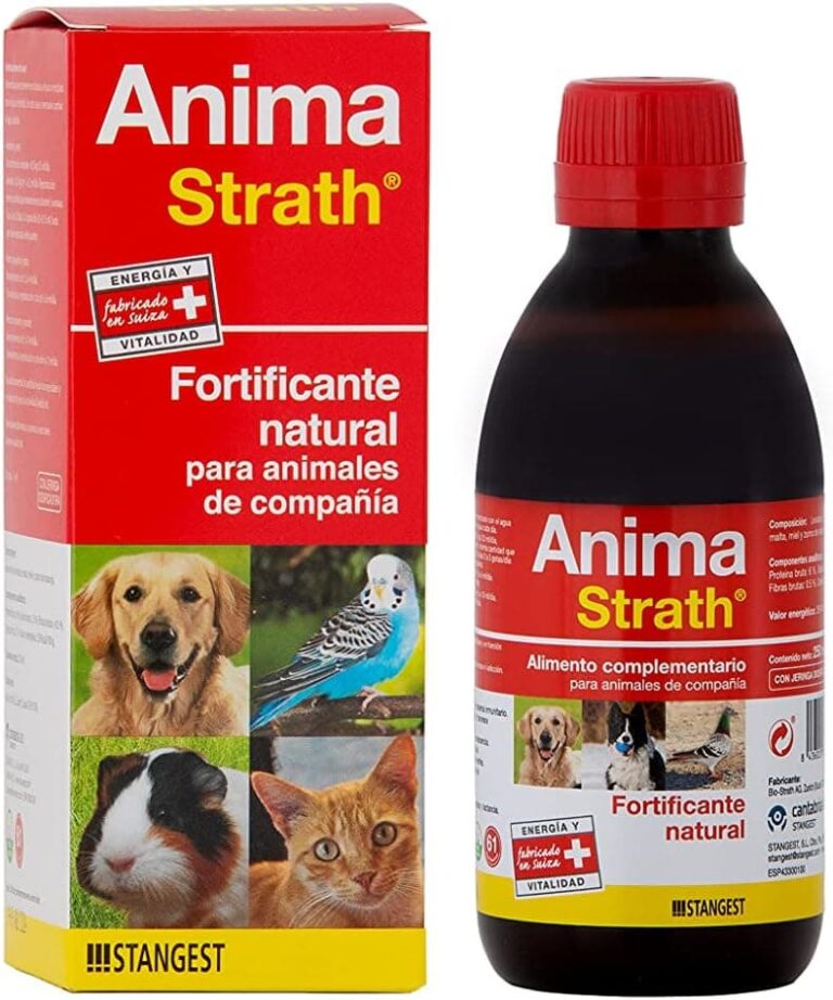 STANGEST Anima-Strath Suplemento Nutricional para Animales de compañía, Fortificante Natural con Levadura de Cerveza, Malta, Miel y Zumo de Naranja, Apoya Sistema Inmune 250 ml Blanco