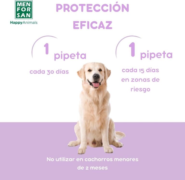 MENFORSAN Pipetas Anti-Insectos para Perros con Margosa, Geraniol y Lavandino, contra Pulgas, Garrapatas y Mosquitos (incluido Flebótomo), Estuche con 2 unidades, 1,5 ml