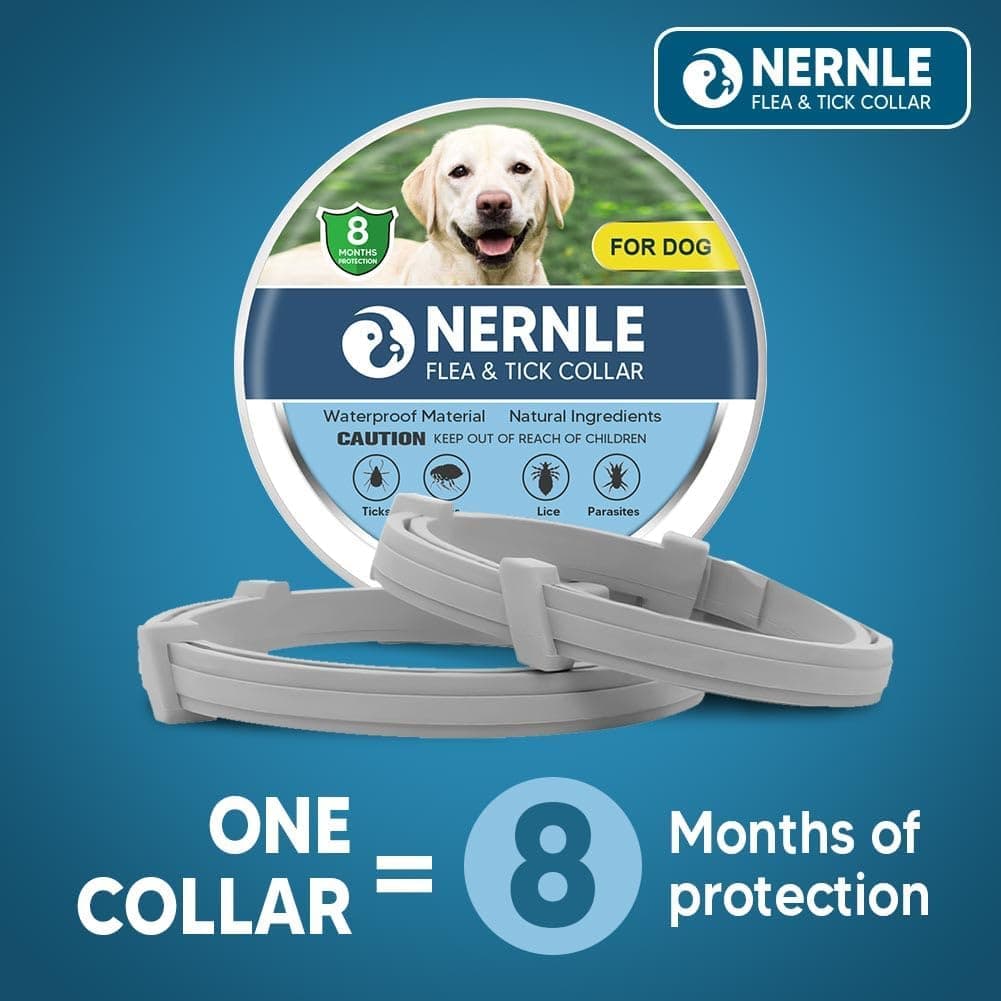 Nernle Collar Perros Grandes, Ajustable Collar Perros, Collar Perro Grande, 8 Meses de Protección Impermeable para 2 PCS