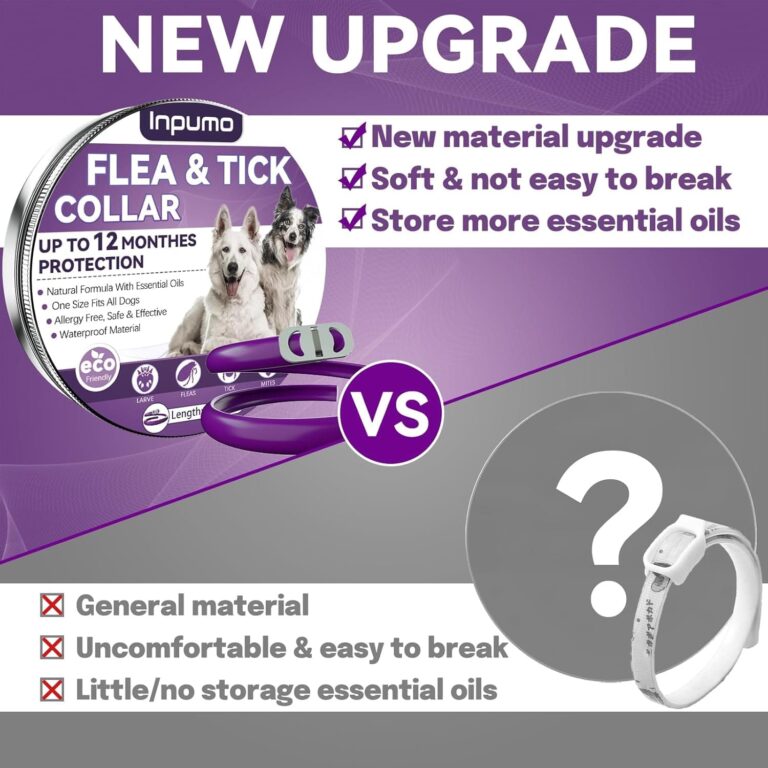 Collar Antiparasitario Perros, Protección de 12 Meses Collar Antipulgas Natural para Perros, Collar Antipulgas Impermeable Ajustable para Perros Pequeños, Medianos y Grandes（1 Pack）