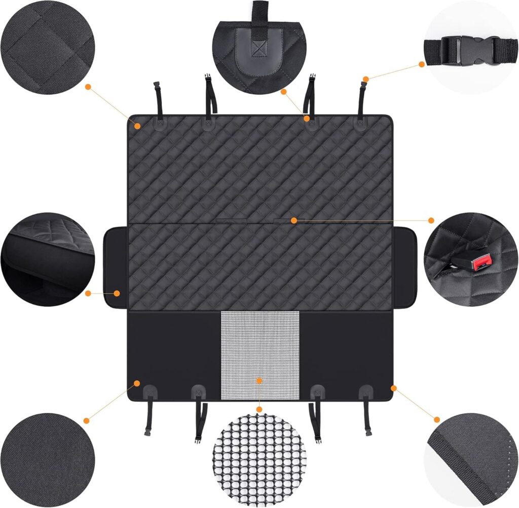 GXT Protector de Asiento Trasero para Perro, para Coches, SUV y Camiones, con Ventana de Malla, Material Antideslizante e Impermeable, Color Negro