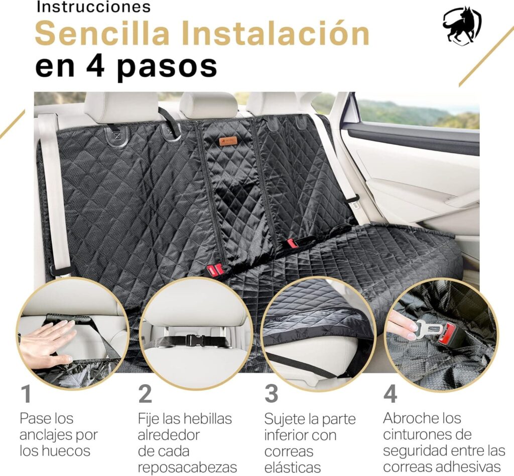 PETPROVED Cubre Asientos Funda Coche Perro Protector Funda Coche Perros Asiento Trasero Manta Cubreasientos Coche Perro Asientos Traseros
