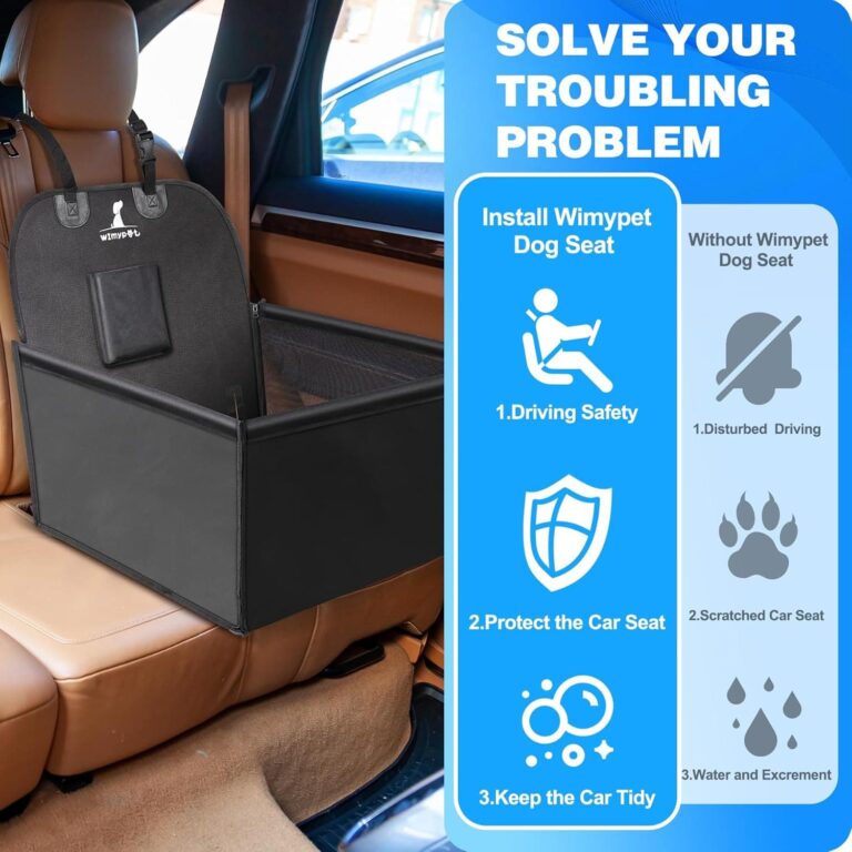 Wimypet Impermeable Protector de Asiento de Coche para Mascota, Asiento del Coche de Seguridad para Perros Gatos, Material Oxford 600D PVC Inferior con Cinturón de Seguridad para Viaje - 59x49x46 cm