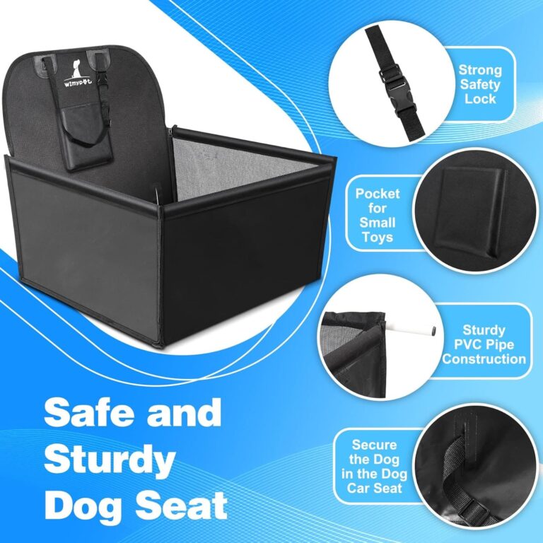 Wimypet Impermeable Protector de Asiento de Coche para Mascota, Asiento del Coche de Seguridad para Perros Gatos, Material Oxford 600D PVC Inferior con Cinturón de Seguridad para Viaje - 59x49x46 cm