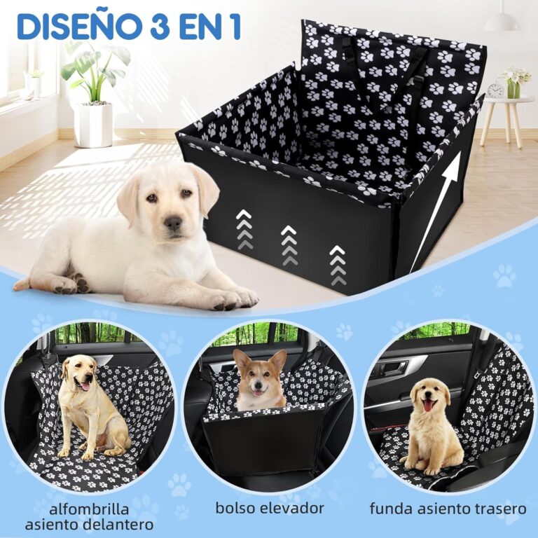 Wimypet Refuerzo de Coche para Perros, Fundas de Asiento de Perro a Prueba de Agua Manta de Auto para Mascotas con Cinturón de Seguridad para Perro (68 x 57 x 33 cm)