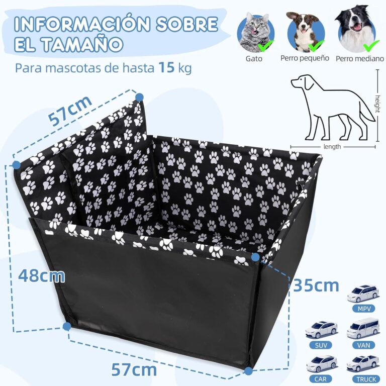 Wimypet Refuerzo de Coche para Perros, Fundas de Asiento de Perro a Prueba de Agua Manta de Auto para Mascotas con Cinturón de Seguridad para Perro (68 x 57 x 33 cm)