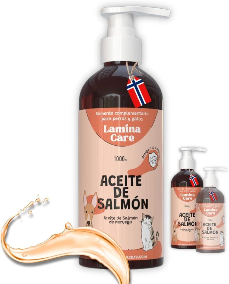 Lamina Care - Aceite De Salmon Perros y Gatos Enriquecido con Omega 3 y 6, EPA y DHA, Fórmula Avanzada Natural para Articulaciones Fuertes, Piel Sana y Pelaje Brillante (1000ml)