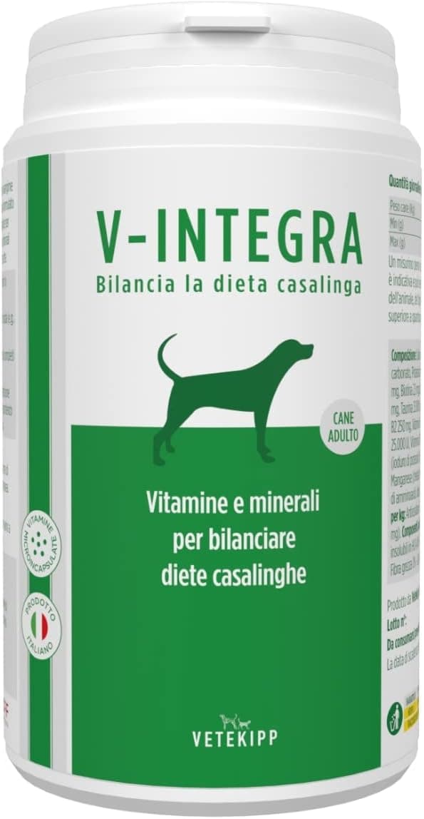 V-INTEGRA Cane Adulto (Perro Adulto) - Suplemento Completo Rico en vitaminas y minerales para la Dieta casera y Barf de los Perros - 200g - Made in Italy