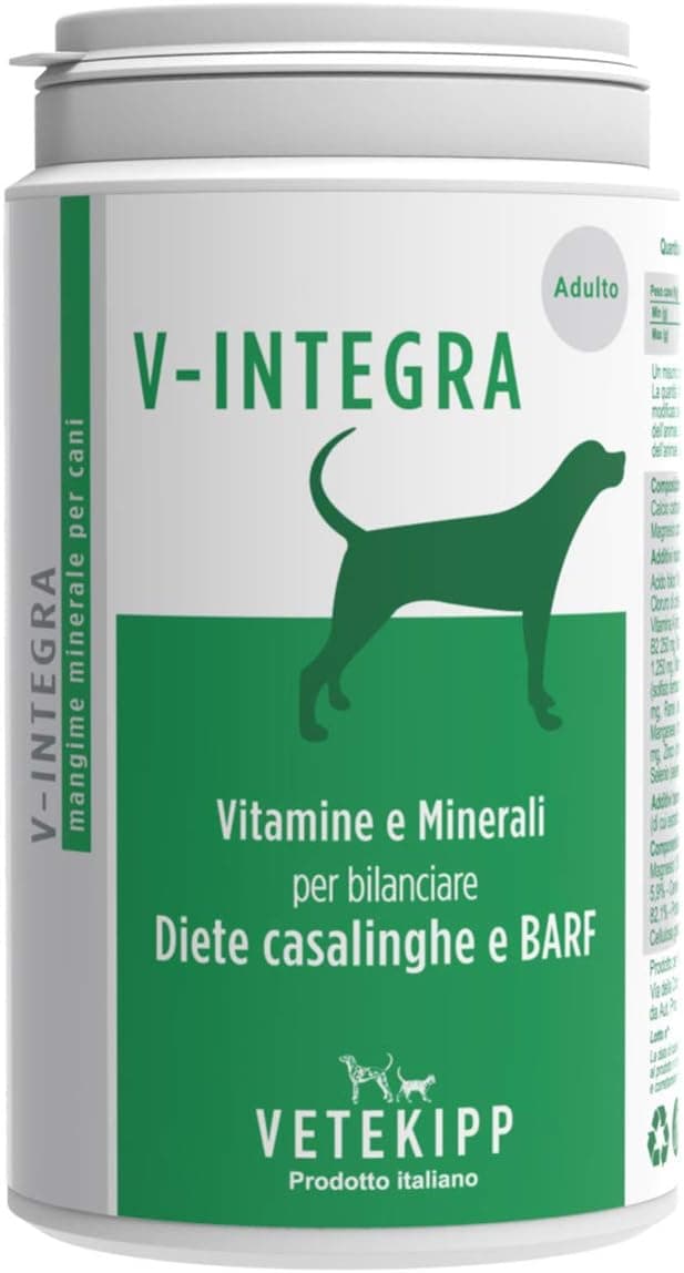 V-INTEGRA Cane Adulto (Perro Adulto) - Suplemento Completo Rico en vitaminas y minerales para la Dieta casera y Barf de los Perros - 200g - Made in Italy