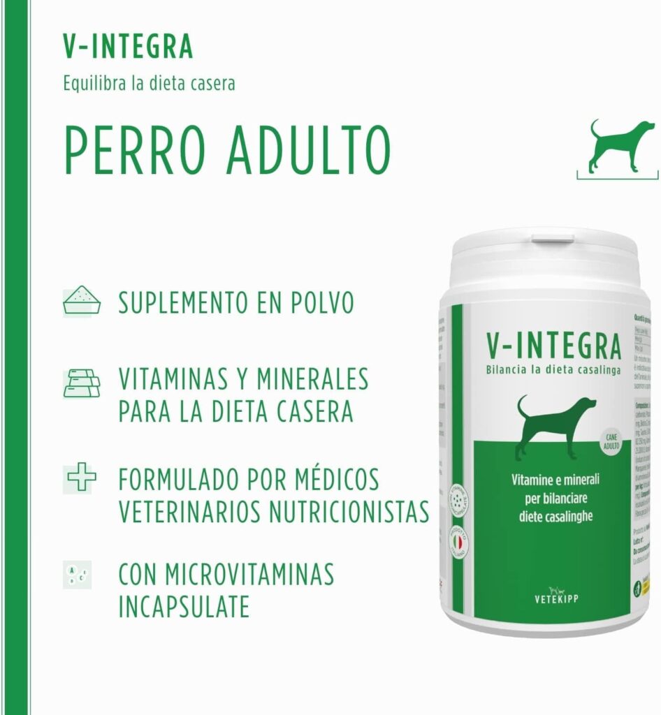 V-INTEGRA Cane Adulto (Perro Adulto) - Suplemento Completo Rico en vitaminas y minerales para la Dieta casera y Barf de los Perros - 200g - Made in Italy
