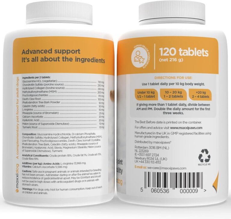 maxxipaws maxxiflex+ Caderas y Articulaciones - Suplemento Condroprotector para Perros Adultos - 120 Comprimidos