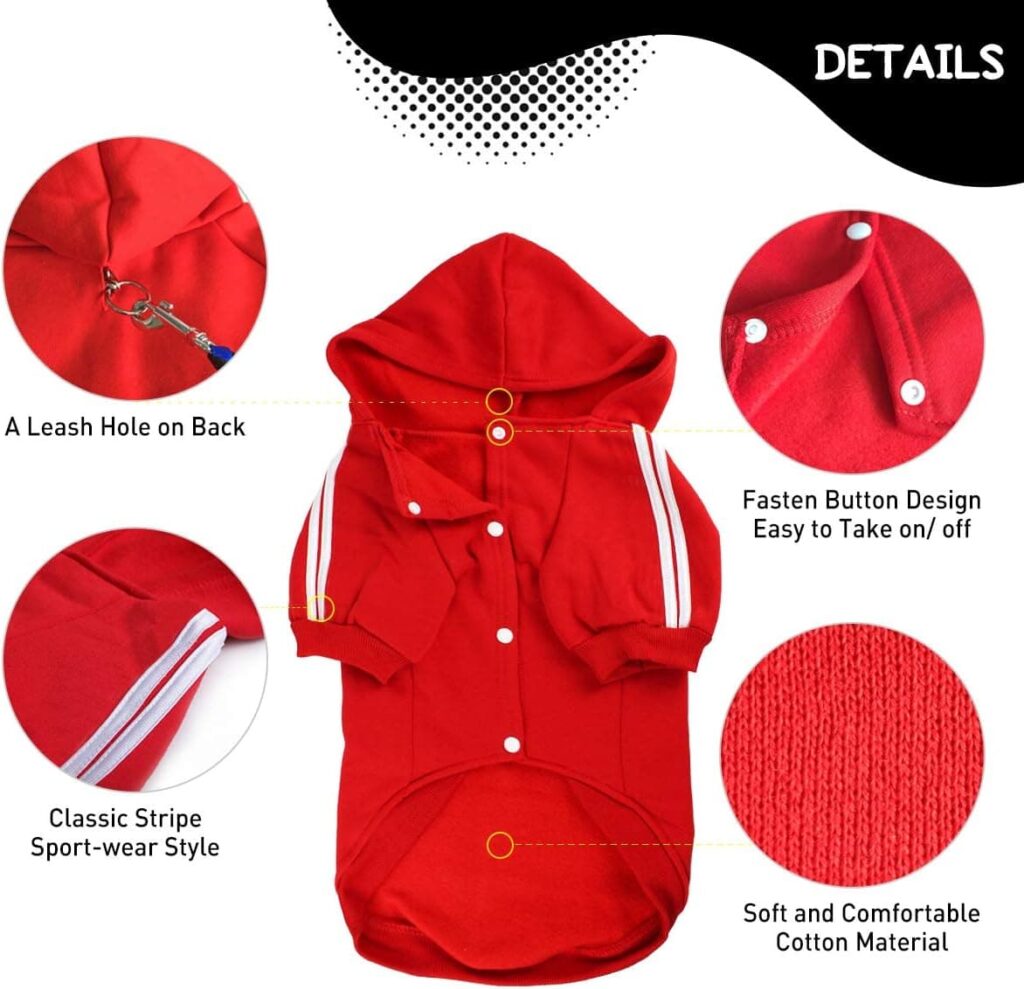 NAMSAN Ropa para Perros con Capucha para Mascotas, Ropa de Invierno Suave y cómoda, Adecuada para Perros medianos y Grandes, rojo-4XL