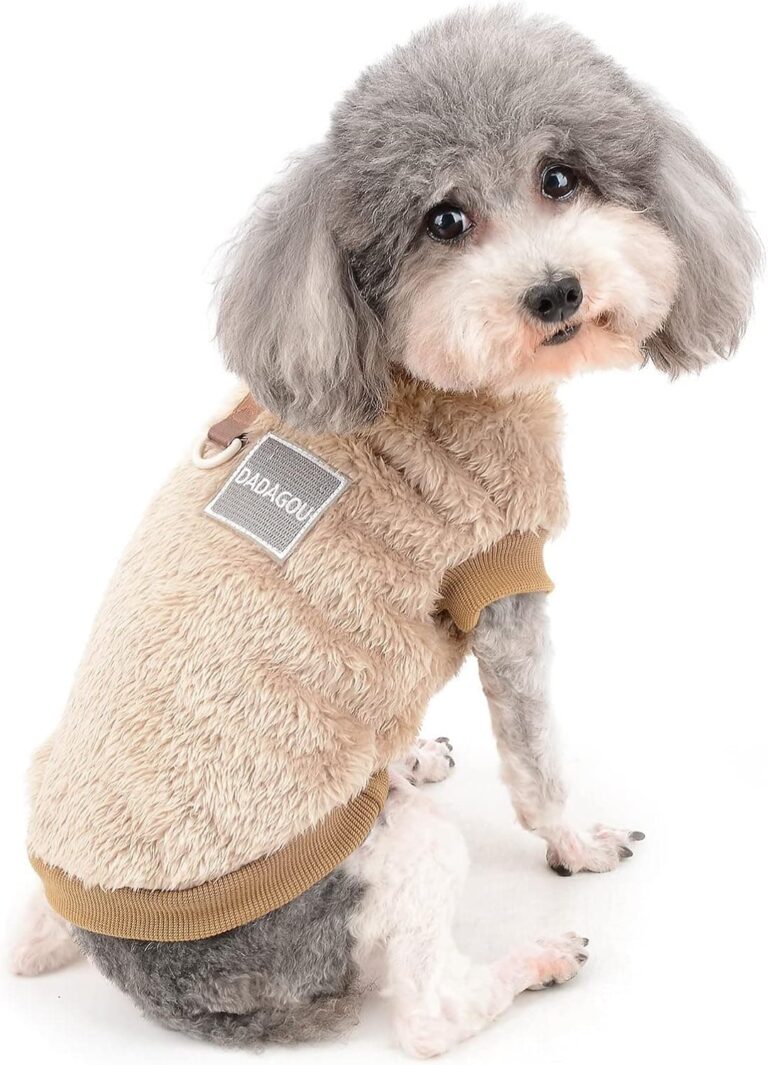 Zunea Abrigo Chaqueta para Perros Pequeños Invierno Ropa de Forro Polar Cálida Suave Mullida Jerséis para Cachorros con Anillo en D para Arnés Correa Ropa para Mascotas Chihuahua Gatos Marrón S