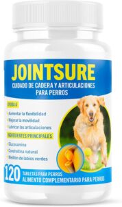 JOINTSURE Condroprotector Perros I con gran concentración de mejillon labios verdes, glucosamina y condroitina natural I suplemento antiinflamatorio para articulaciones I 120 comprimidos