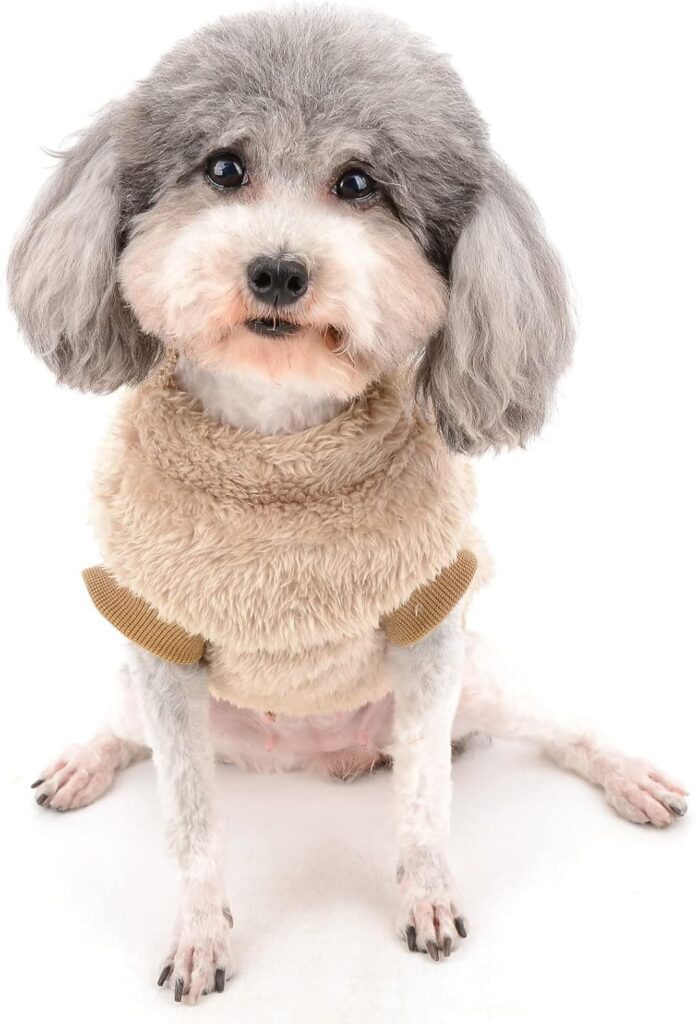 Zunea Abrigo Chaqueta para Perros Pequeños Invierno Ropa de Forro Polar Cálida Suave Mullida Jerséis para Cachorros con Anillo en D para Arnés Correa Ropa para Mascotas Chihuahua Gatos Marrón S
