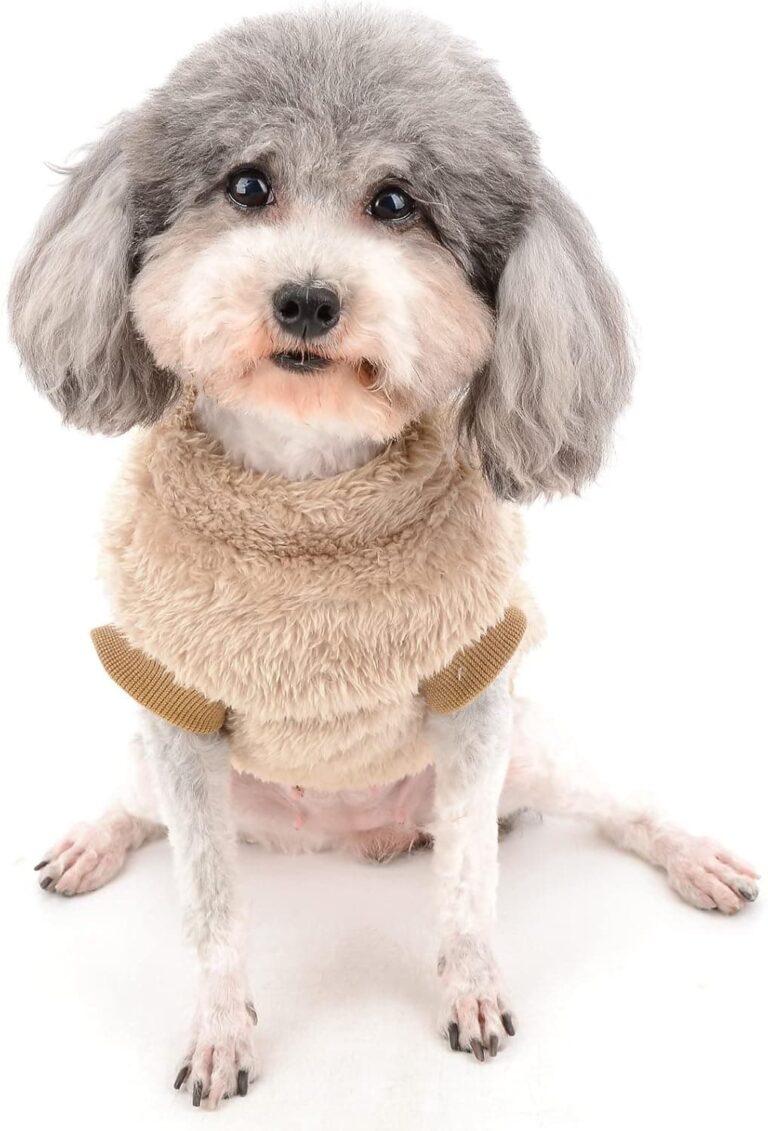 Zunea Abrigo Chaqueta para Perros Pequeños Invierno Ropa de Forro Polar Cálida Suave Mullida Jerséis para Cachorros con Anillo en D para Arnés Correa Ropa para Mascotas Chihuahua Gatos Marrón S