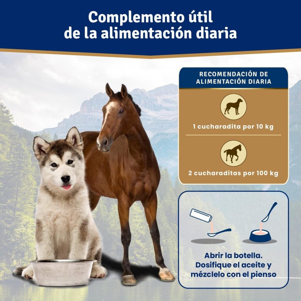 Veddelholzer Aceite de salmón para Perros 1 litro en Lata reciclable Cuidado Ideal del Pelaje Bueno para los Huesos y el Sistema inmunitario con ácidos grasos Omega3 y Vitamina E