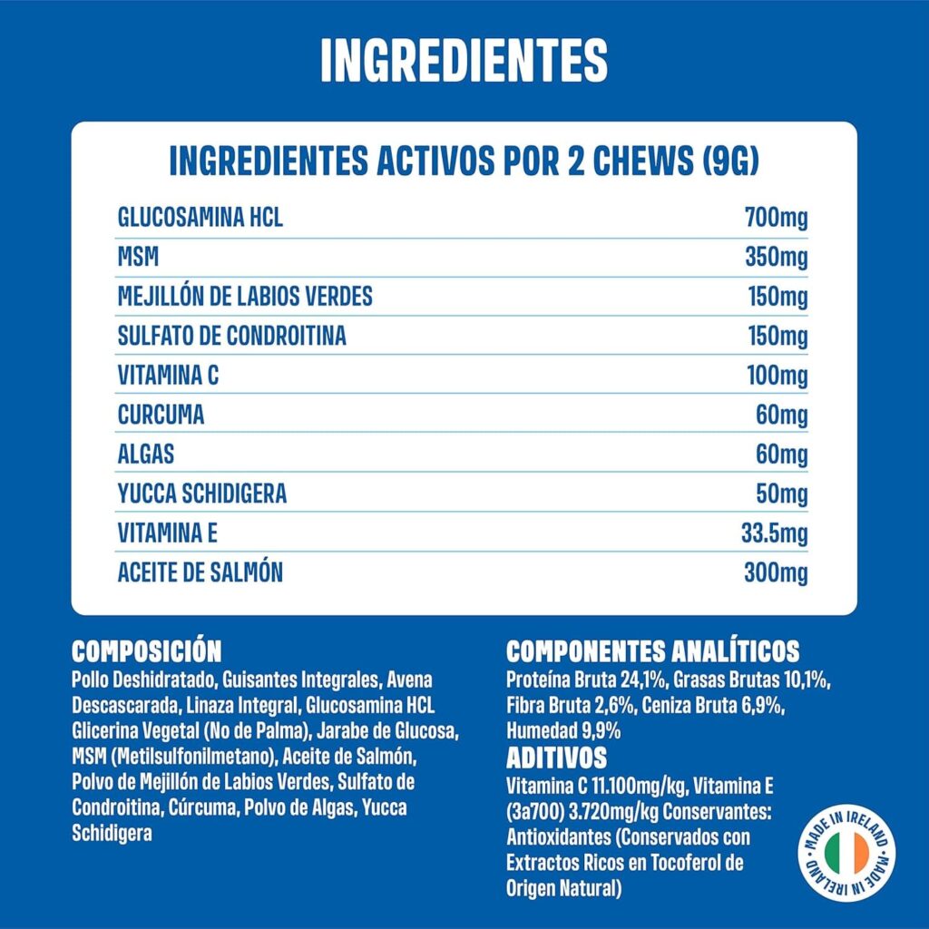 ivvi - Hip and Joint - Articulaciones, Antiartrosis - Complemento Alimenticio para Perros, Altamente Concentrado - MSM, Mejillón de Labio Verde, Glucosamina - 60 Golosinas de Pollo, 270g