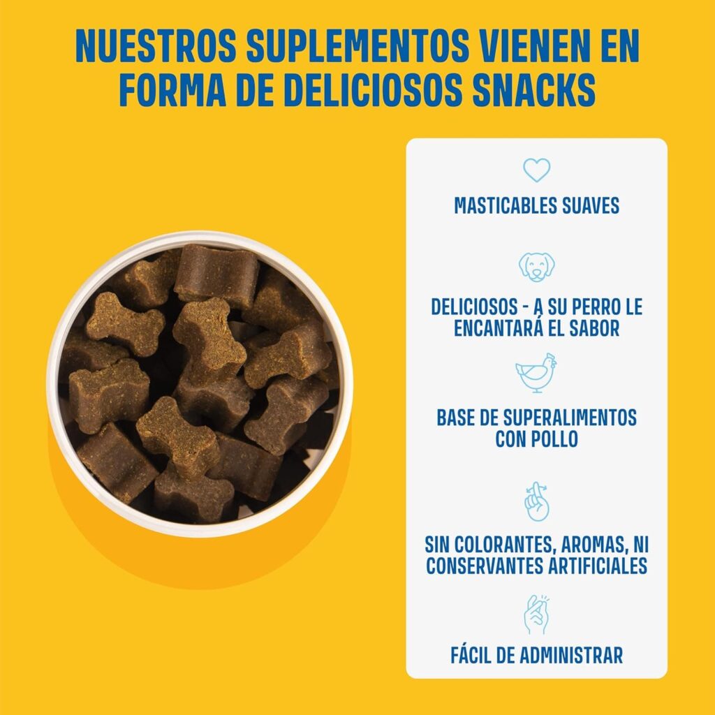 ivvi - Hip and Joint - Articulaciones, Antiartrosis - Complemento Alimenticio para Perros, Altamente Concentrado - MSM, Mejillón de Labio Verde, Glucosamina - 60 Golosinas de Pollo, 270g