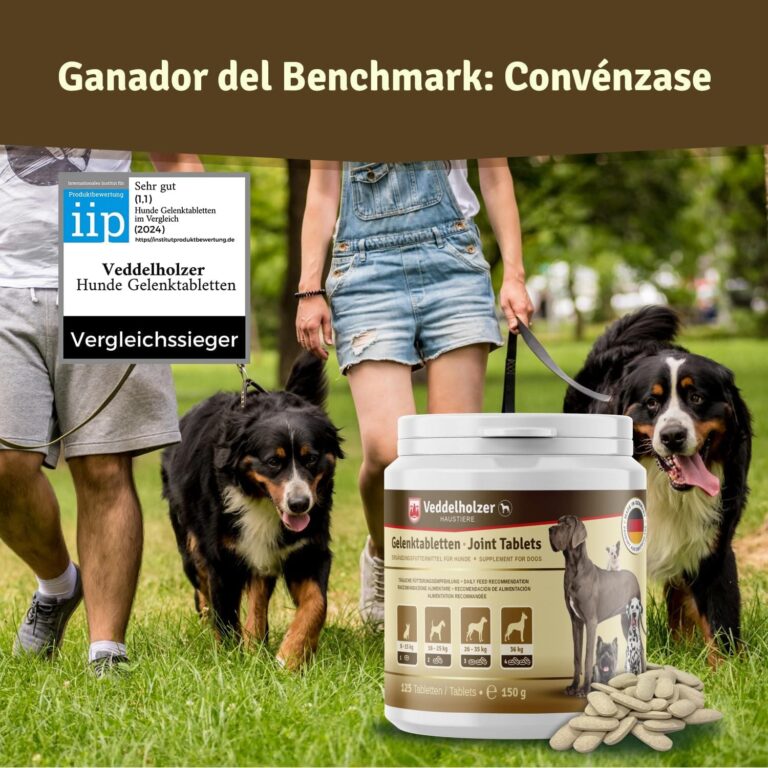 Los comprimidos condroprotector perros para articulaciones Veddelholzer con MSM, harpagófito glucosamina colágeno para fortalecer los huesos, fabricadas en Alemania, 125 cápsulas con hialurón y Omega3