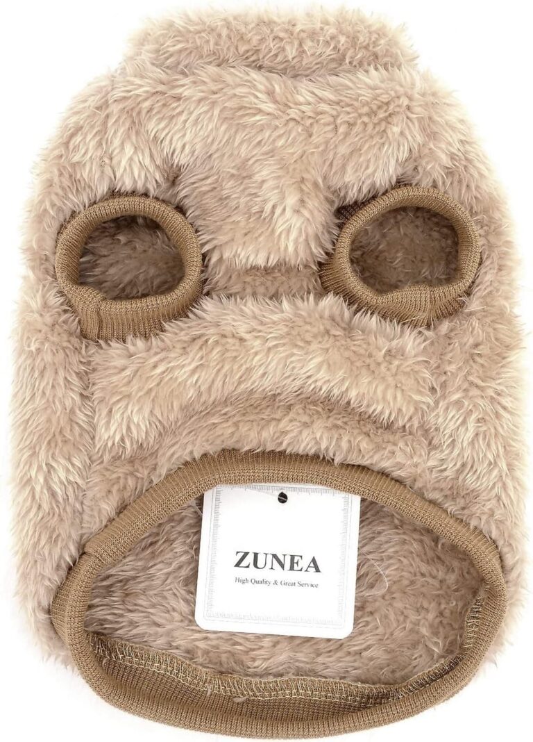 Zunea Abrigo Chaqueta para Perros Pequeños Invierno Ropa de Forro Polar Cálida Suave Mullida Jerséis para Cachorros con Anillo en D para Arnés Correa Ropa para Mascotas Chihuahua Gatos Marrón S