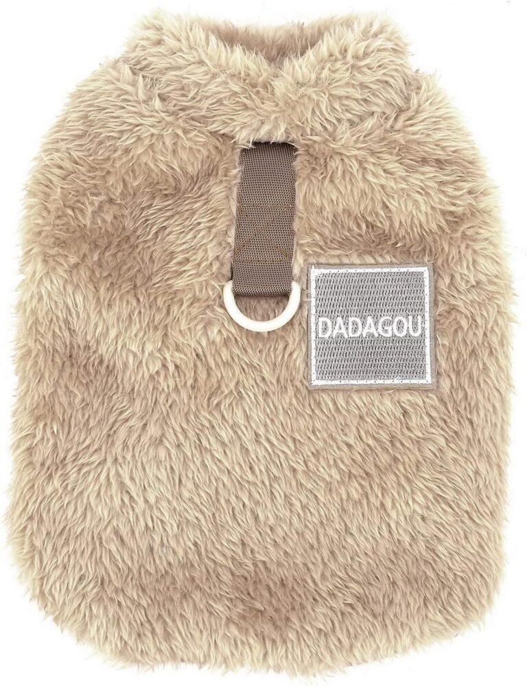 Zunea Abrigo Chaqueta para Perros Pequeños Invierno Ropa de Forro Polar Cálida Suave Mullida Jerséis para Cachorros con Anillo en D para Arnés Correa Ropa para Mascotas Chihuahua Gatos Marrón S