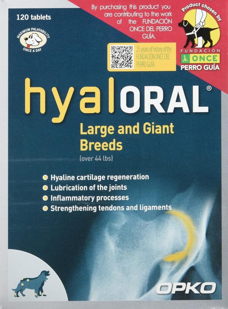 Hyaloral 120 comp para Perros de Razas Grandes y Gigantes | Suplemento Nutricional para el dolor de Caderas, Articulaciones y Cartílagos | 1 Caja de 120 Comprimidos (el empaque puede diferir)