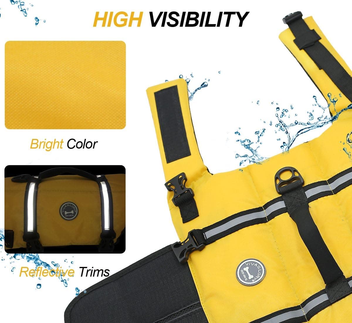 VIVAGLORY Chaleco Salvavidas Ripstop para Perros