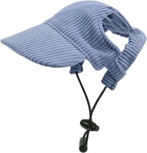 Gorra de béisbol para perros, ajustable, para verano, protección solar, sombrero con agujeros para las orejas, gorro de verano para cachorros (azul, XL)