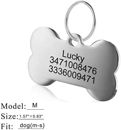 LYL Etiquetas de identificación de Mascotas de Acero Inoxidable Etiquetas de Perro Personalizadas Personalizadas Grabado Frontal/Posterior para Gato y Perro con Diferentes Formas