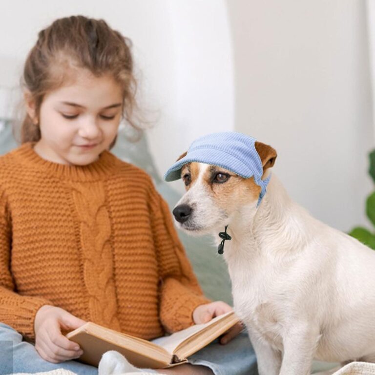 Gorra de béisbol para perros, ajustable, para verano, protección solar, sombrero con agujeros para las orejas, gorro de verano para cachorros (azul, XL)