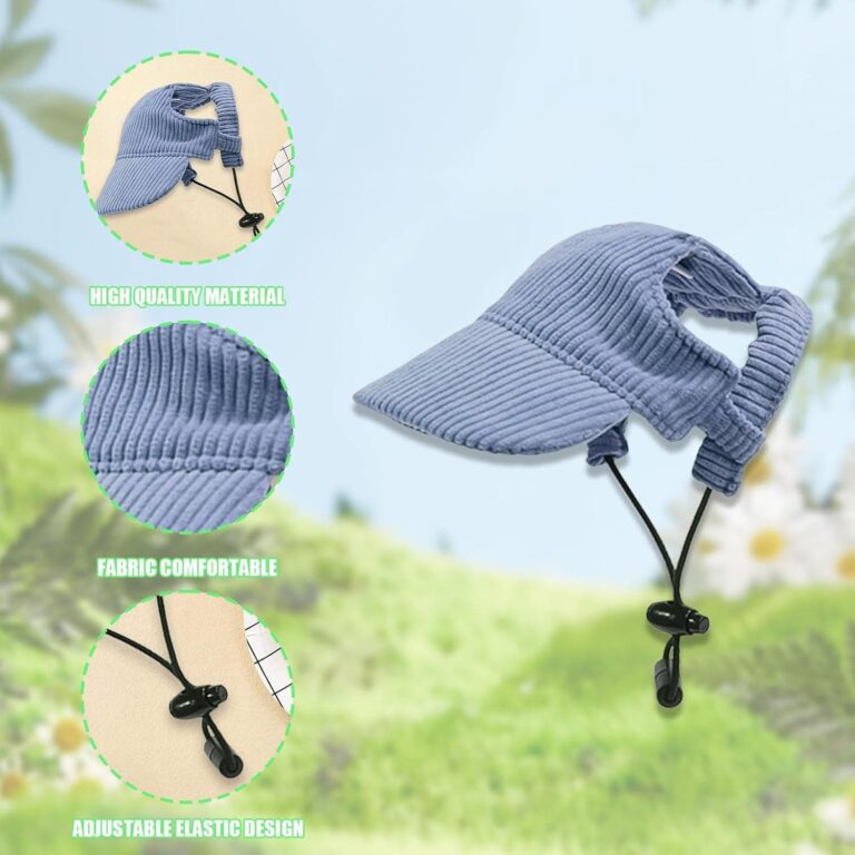 Gorra de béisbol para perros, ajustable, para verano, protección solar, sombrero con agujeros para las orejas, gorro de verano para cachorros (azul, XL)