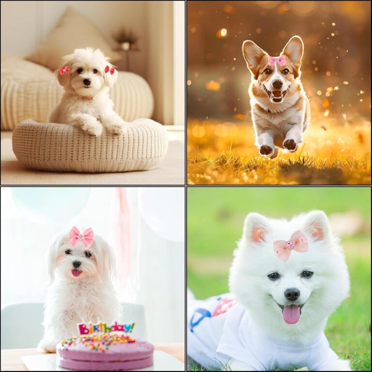 PEUTIER 20uds Lazos para Perros con Bandas de Goma, Elásticos Lazos para el Pelo de Perros Varios Estilos